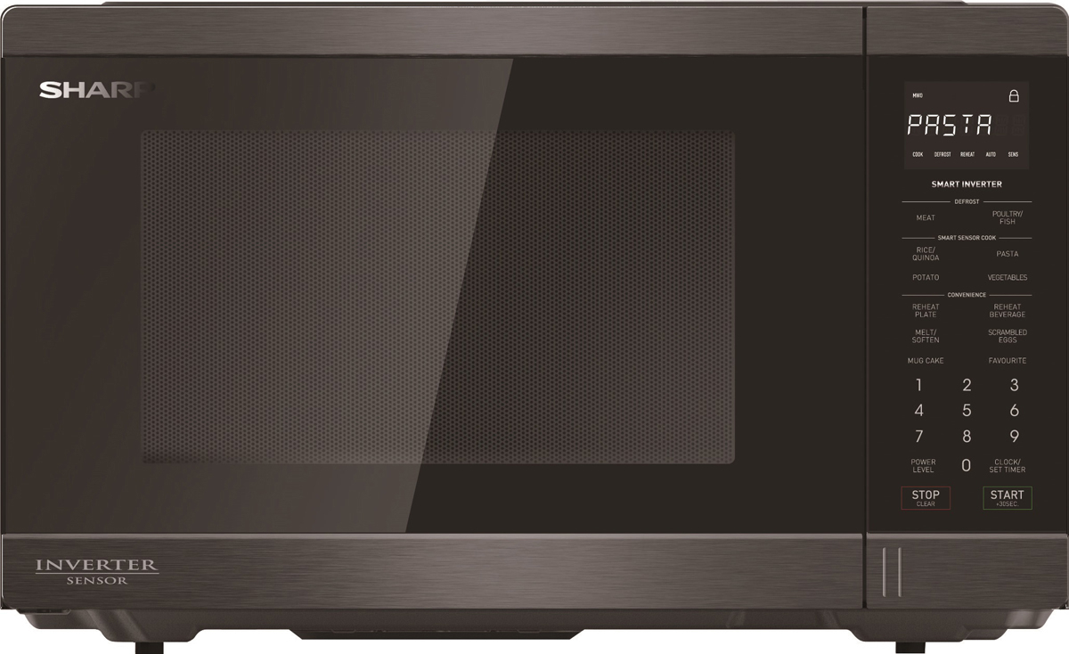 Sharp 1200W Midsize Inverter Sensor Microwave Oven Black R395EBS