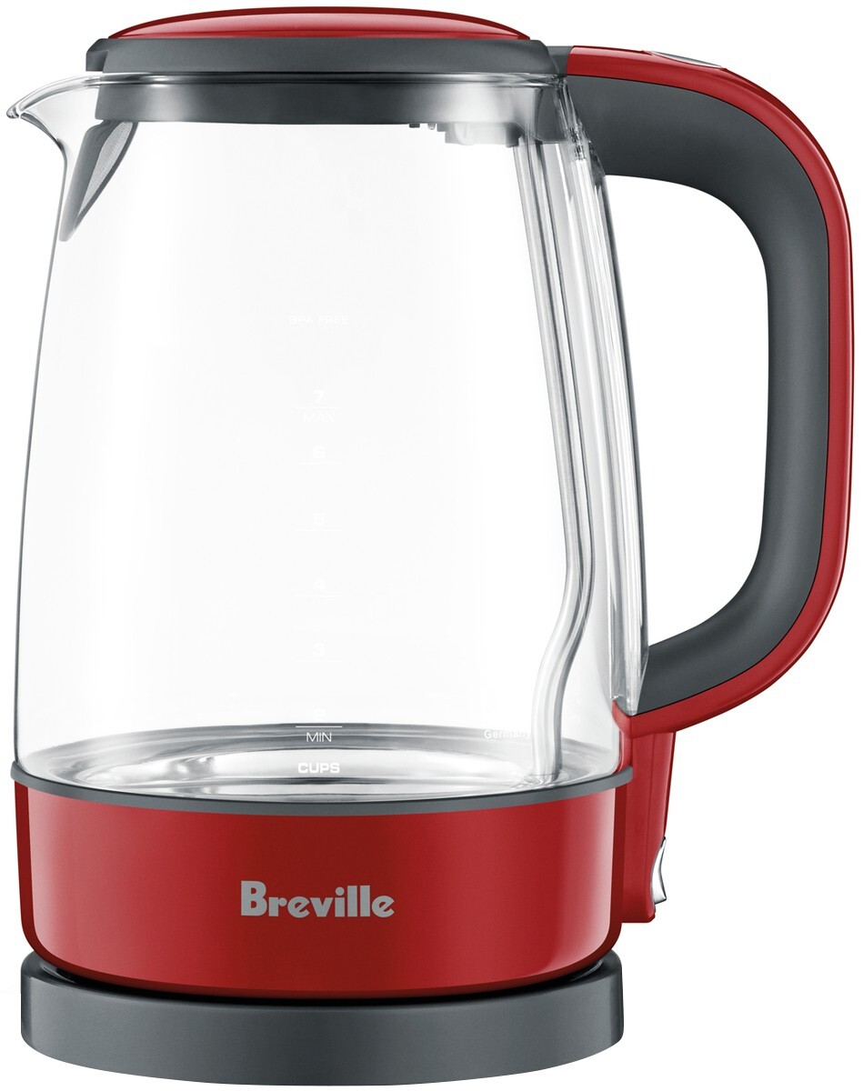 Breville 2400W Electric Glass Kettle Cranberry BKE480CRN