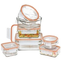 Glasslock 7 piece Rimless Tempered Glass Microwave Safe Food Container Set 28080