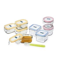 Glasslock 9 Piece Baby Food Container Set with Silicone Spoon 28099