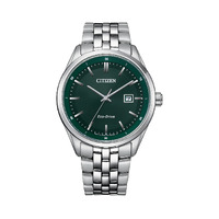 Citizen Eco-Drive Green Dial Stainless Steel Mens Watch BM7569-89X