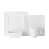 Casa Domani Casual White Evolve Square Dinner Set 16pc Gift Boxed DP50516