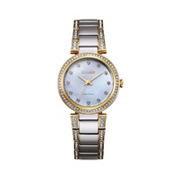 Citizen Eco Drive Women'S Silhouette Crystal Accent Two Tone Mother-Of-Pearl Quartz Dial Watch EM0844-59D